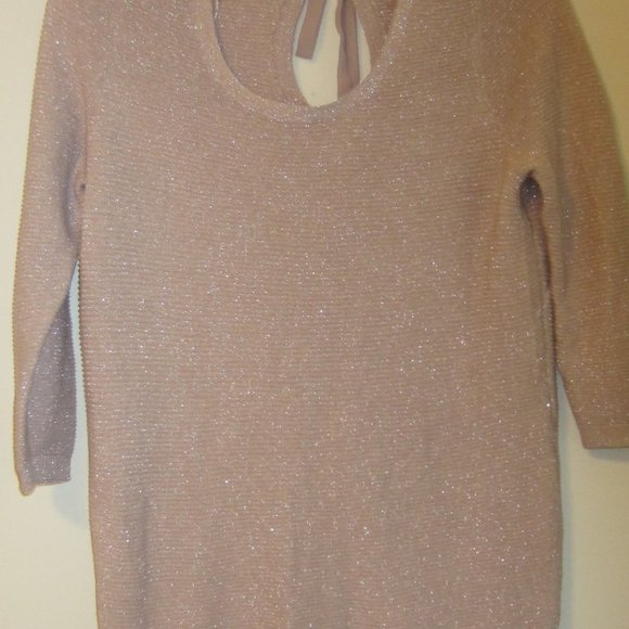 Lauren Conrad size small sweater, peach blush color metallic, bow tie back - Picture 1 of 4